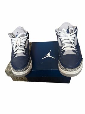Jordan Retro Retro 3’s Navy and White Elephant Print Low-Top Sneakers